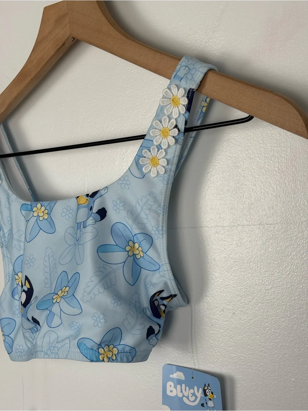 Target Disney BLUEY Light Blue Floral Daisy 2 piece Swimsuit Tankini UPF 50+
